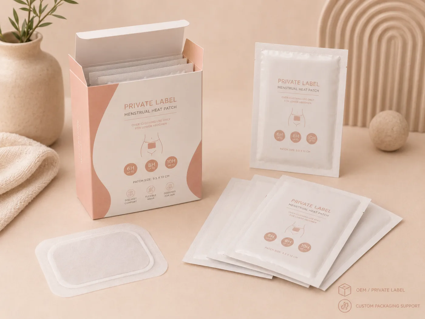 Custom packaging options for private-label heat patch orders